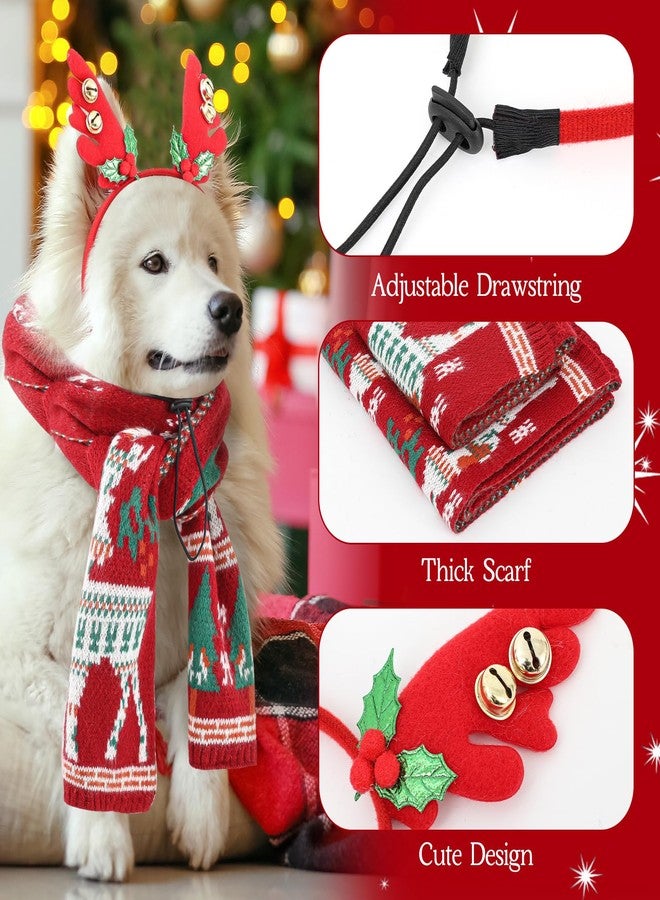 Cozypower 4 Pcs Matching Dog and Owner Christmas Clothes Outfits Dog Reindeer Elk Antlers Headband and Owner Matching Bandanas Scarf Costumes for Small Medium Large - Image 3
